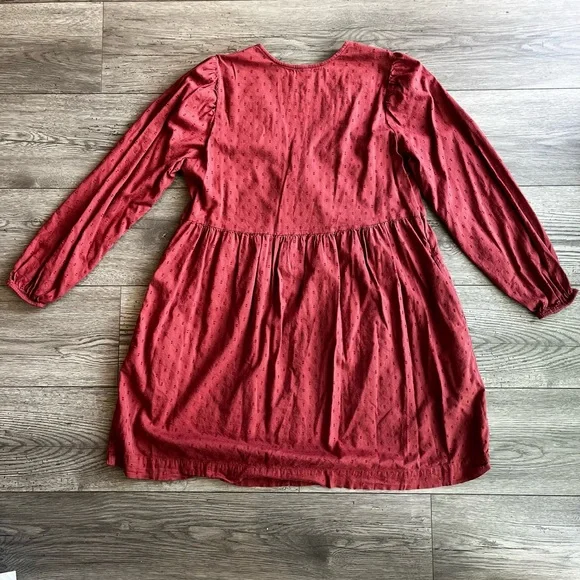 Old Navy Women’s Puff-Sleeve Clip-Dot Mini Swing Dress Sz Med "A Little Rusty" - Picture 4 of 10